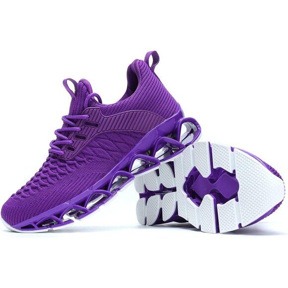Women Purple Slip-On Walking Running Shoes Blade Sneakers Non-Slip Comfort Shoes - Picture 6 of 8